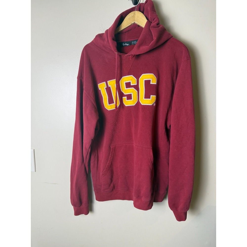 Heritage USC Hoodie Sweatshirt Mens L Red Burgundy Cotton Blend Drawstring
